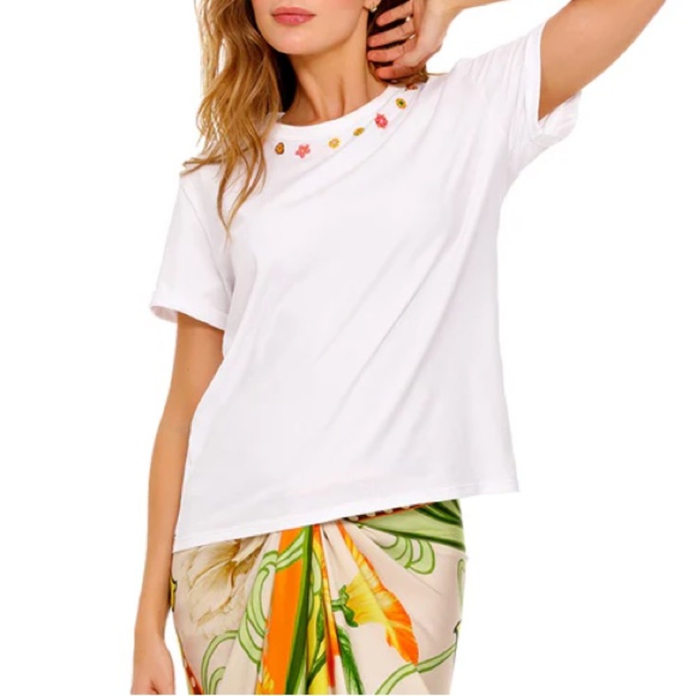 NWT Agua Bendita Beaded Tshirt